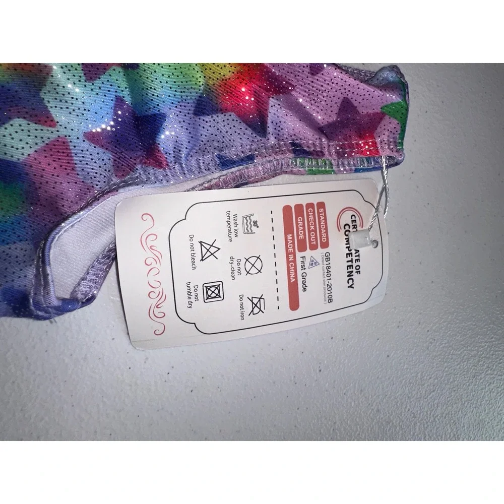 Rainbow Star Sparkle Gymnastics Leotard Kids Girls Dance Bodysuit Size 120 NWT
